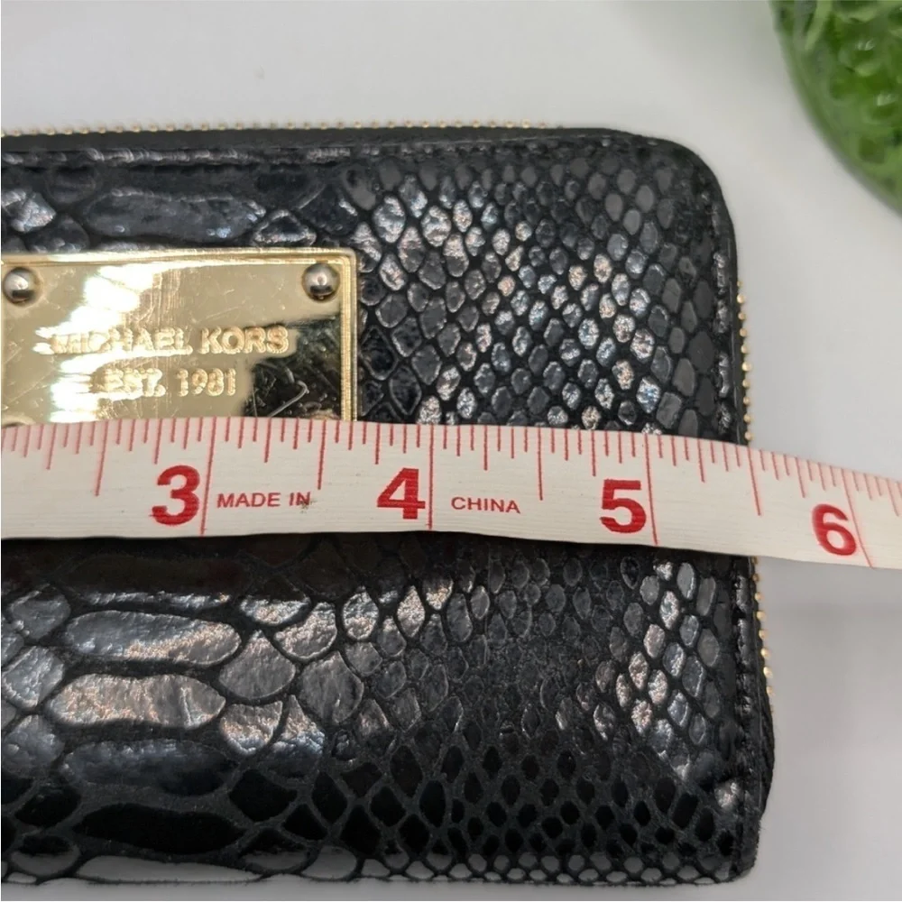 Michael Kors Black Snakeskin Wallet with Gold Zipper